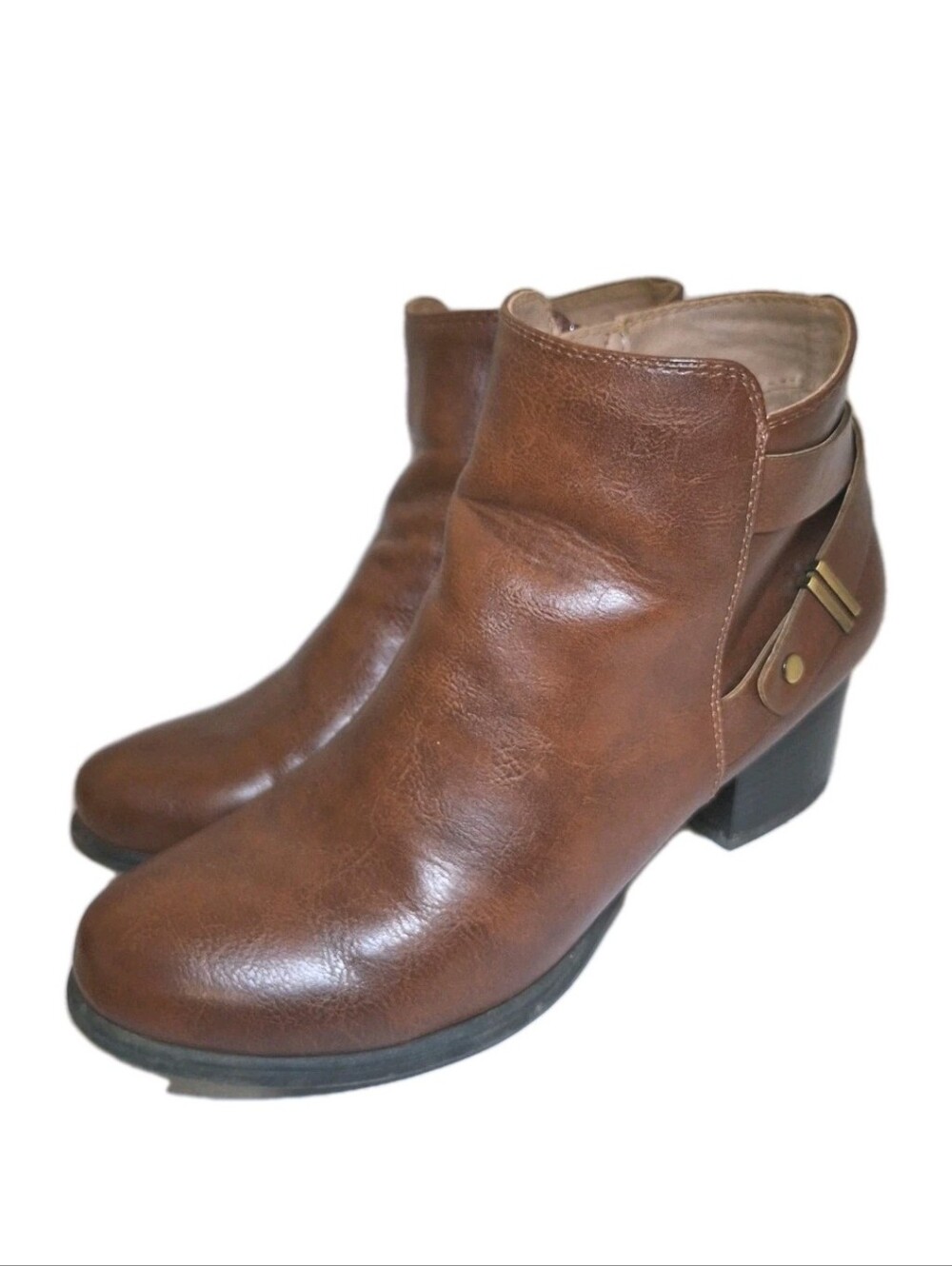Soul Naturalizer Calm Faux Brown Leather Womens size 9M Ankle Boot Zip Up